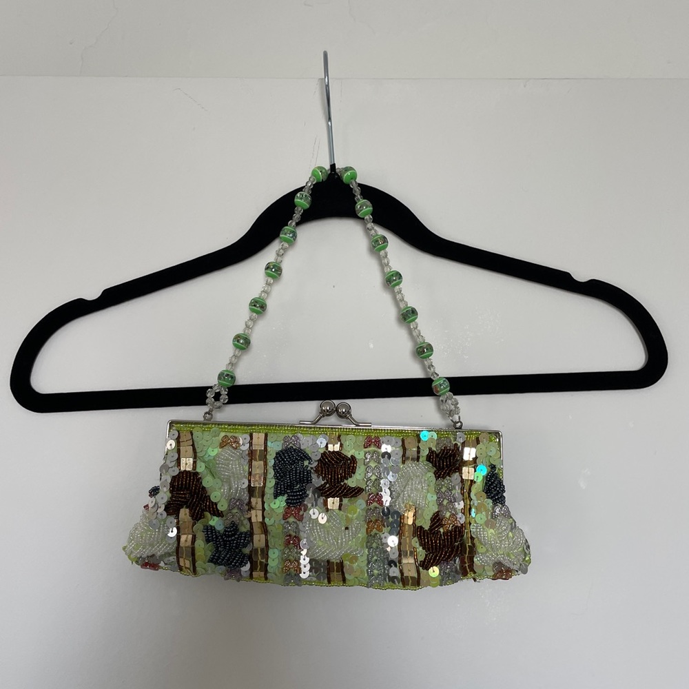 green beaded purse